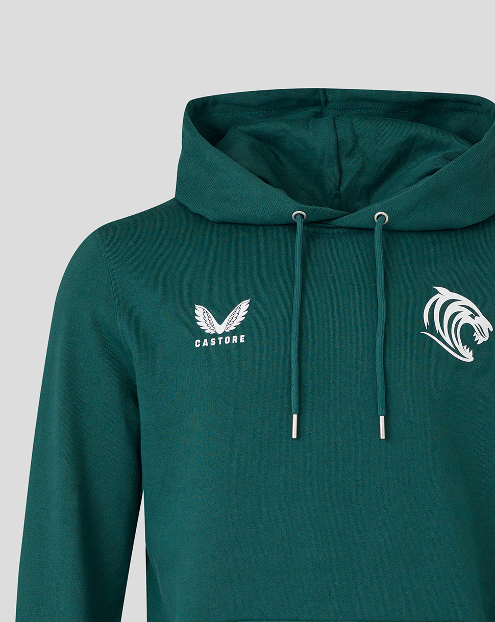 Leicester Tigers Unisex 25/26 Travel Brushed Back Hoodie- Dark Green