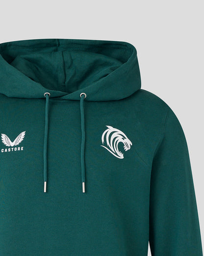 Leicester Tigers Unisex 25/26 Travel Brushed Back Hoodie- Dark Green