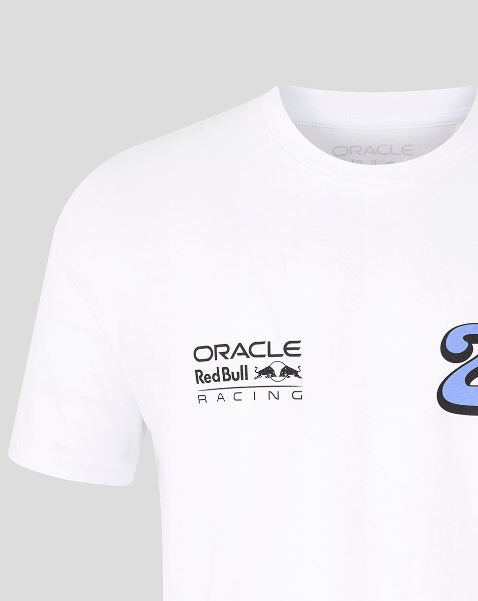 Oracle Red Bull Racing Unisex Yuki Tsunoda Wave Graphic T-Shirt - White - White