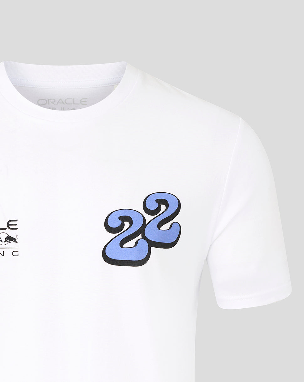 Oracle Red Bull Racing Unisex Yuki Tsunoda Wave Graphic T-Shirt - White - White