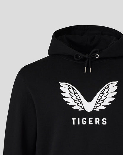 Leicester Tigers Unisex 25/26 Travel Brushed Back Hoodie - Black