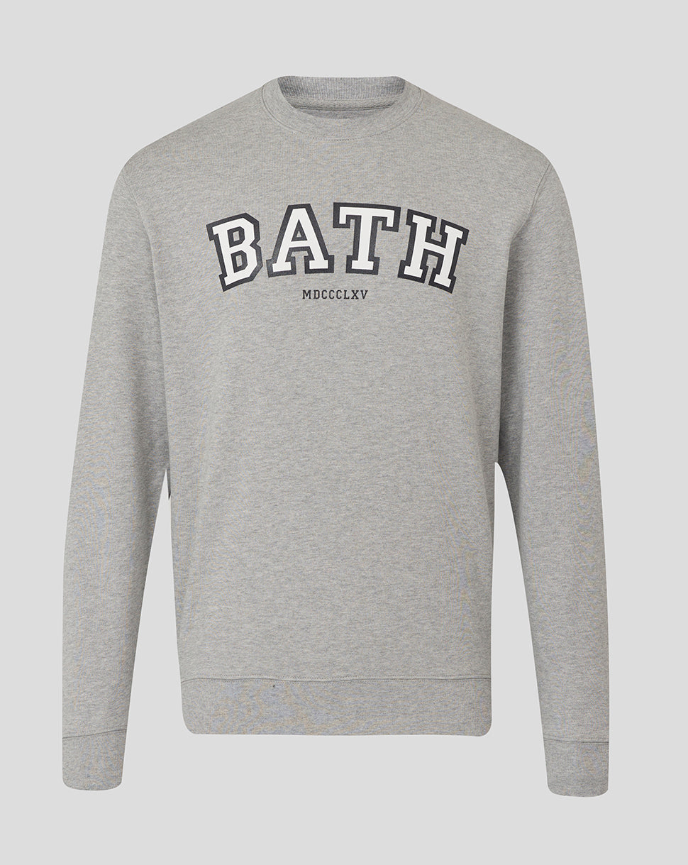 Bath Rugby Unisex Varsity Crew Sweatshirt - Heather Grey - Heather Grey