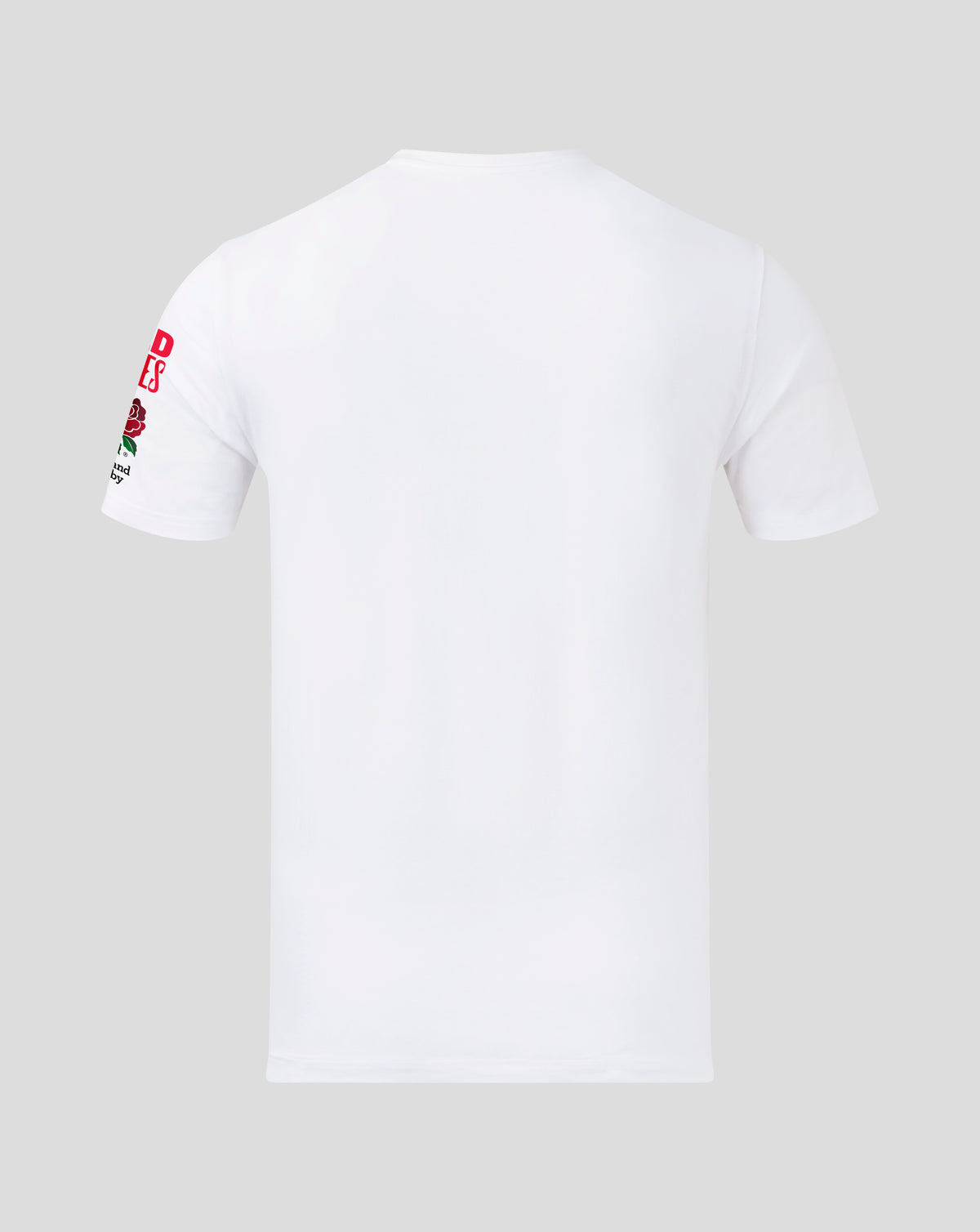 Back view of white England Rugby For The Girls T shirt showing sleeve artwork