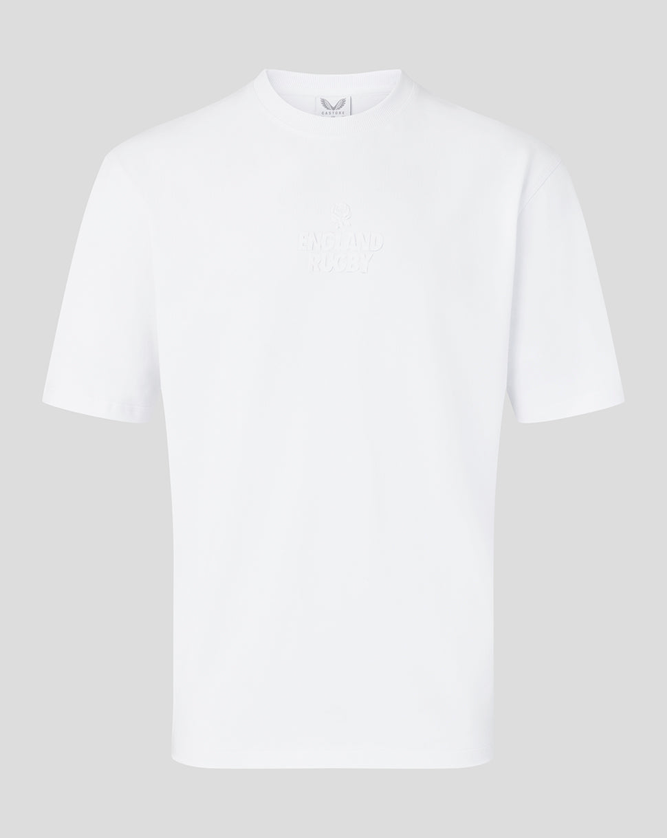 White t-shirt on a light gray background