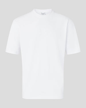 White t-shirt on a light gray background