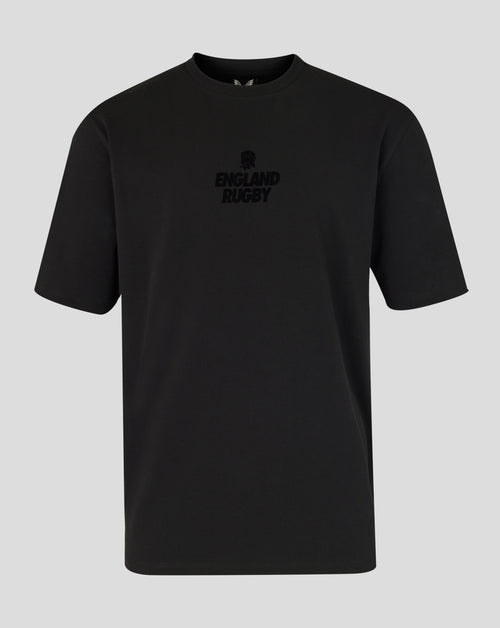 Black t-shirt with 'England Rugby' text on a gray background