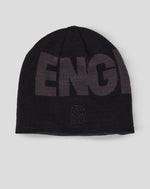 Black beanie with 'ENGLAND' text on a light gray background