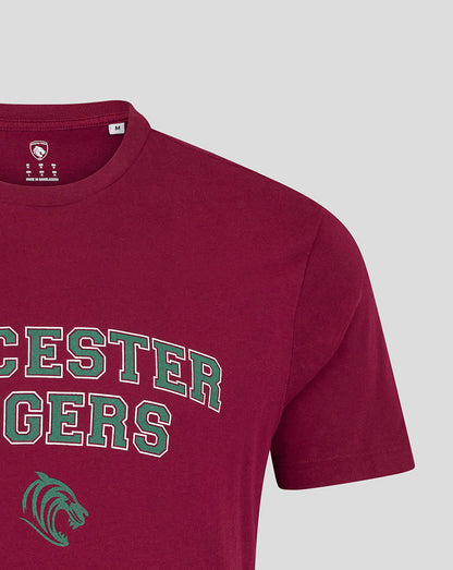 Leicester Tigers Unisex 25/26 Varsity Short Sleeve T-Shirt - Burgundy