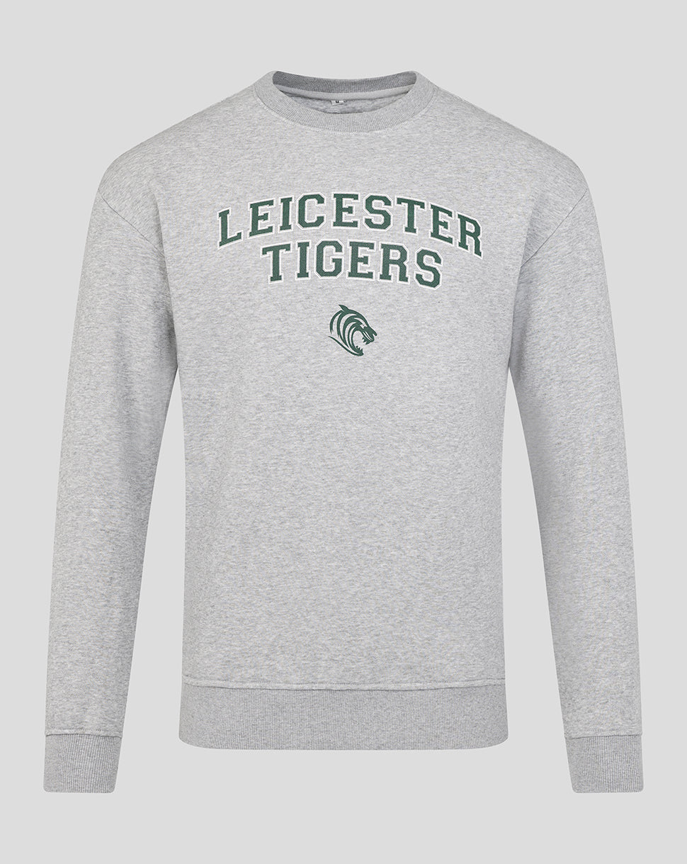 Leicester Tigers Unisex 25/26 Varsity Crew Sweatshirt - Grey - Grey