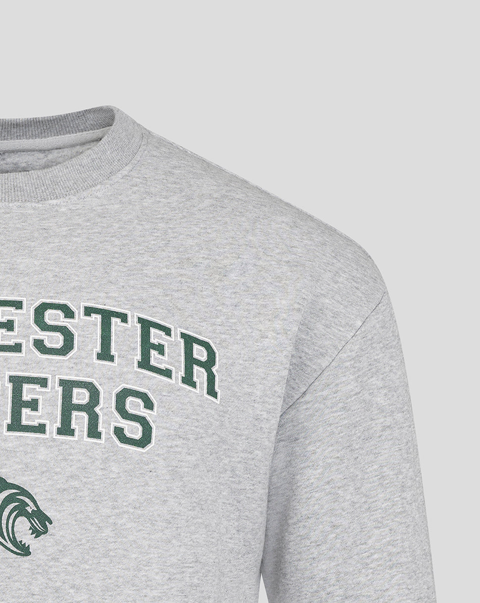 Leicester Tigers Unisex 25/26 Varsity Crew Sweatshirt - Grey