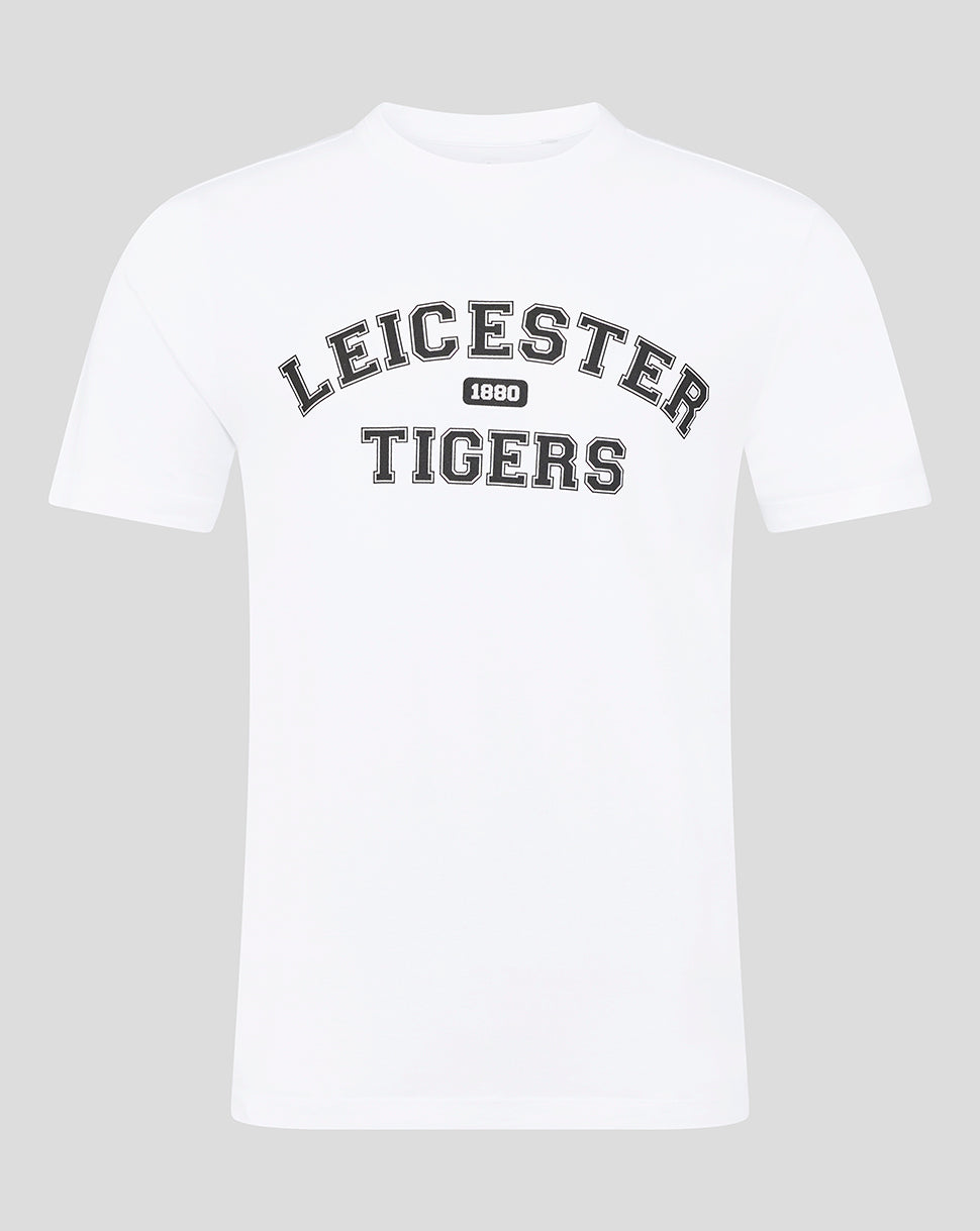 Leicester Tigers Unisex 25/26 Varsity Short Sleeve T-Shirt - White