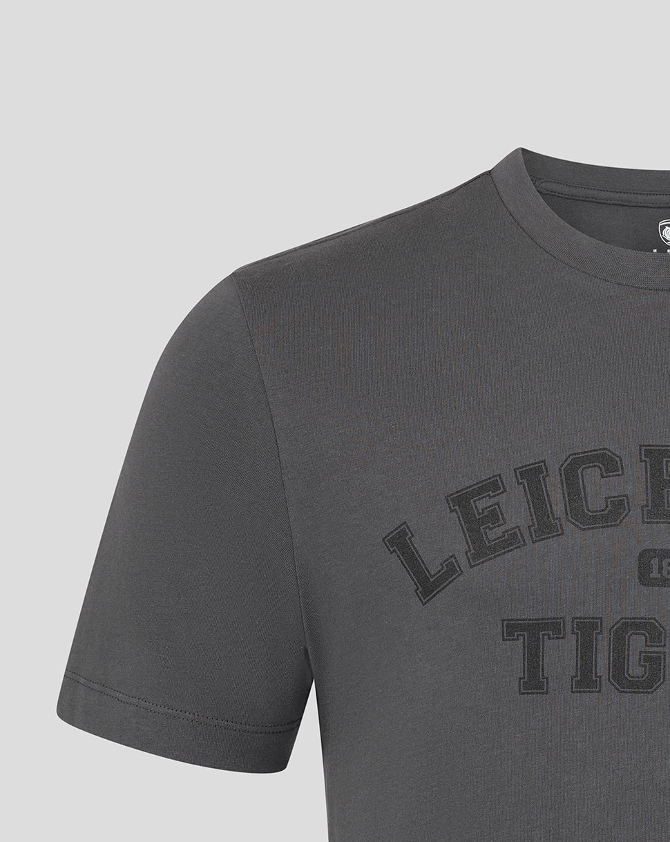 Leicester Tigers Unisex 25/26 Varsity Tigers Shirt Sleeve T-Shirt - Charcoal