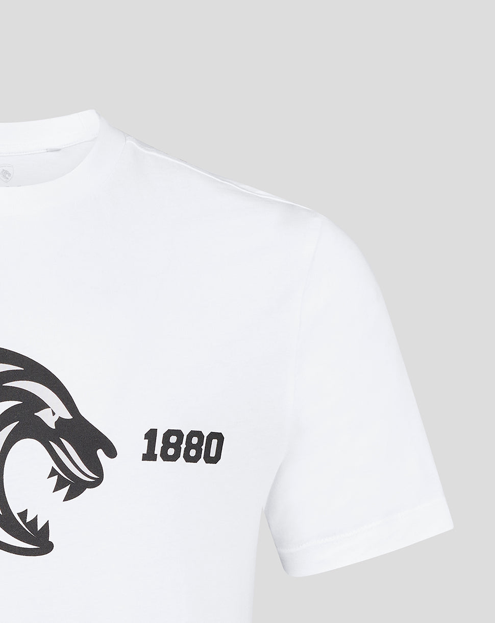 Leicester Tigers Unisex 25/26 Varsity 1880 Short Sleeve T-Shirt - White - White