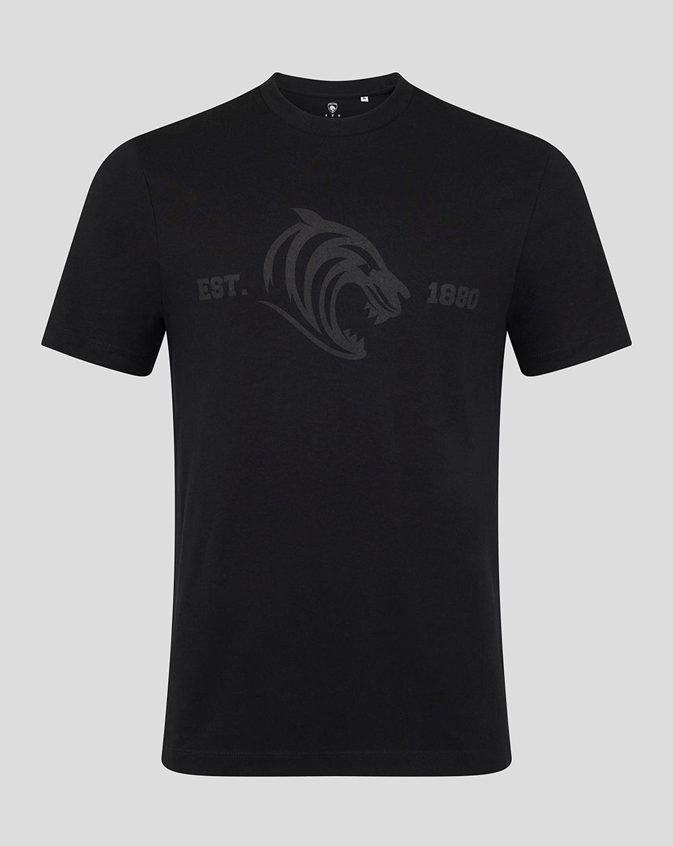 Leicester Tigers Unisex 25/26 Varsity 1880 Short Sleeve T-Shirt - Black