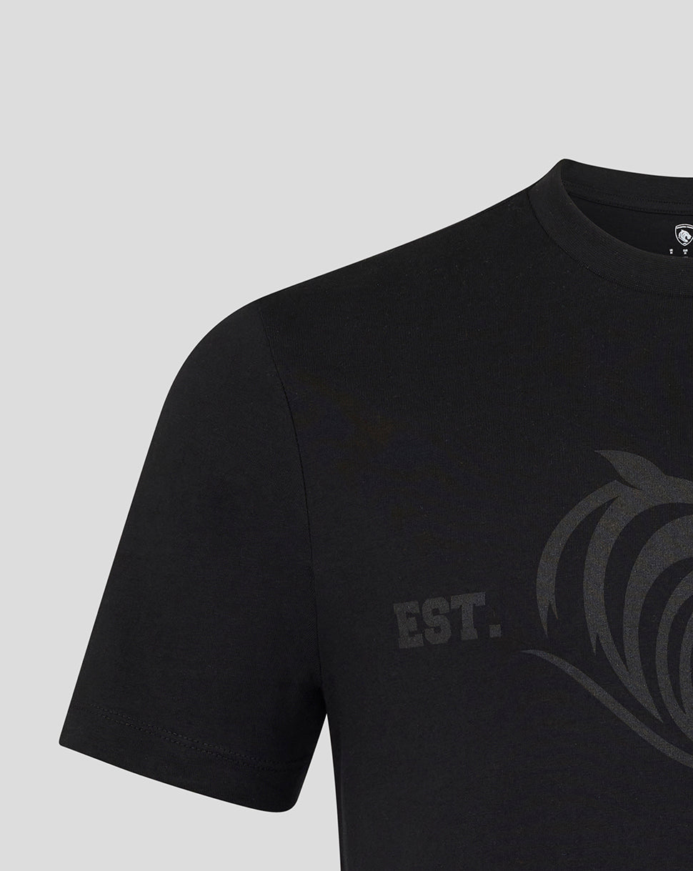 Leicester Tigers Unisex 25/26 Varsity 1880 Short Sleeve T-Shirt - Black