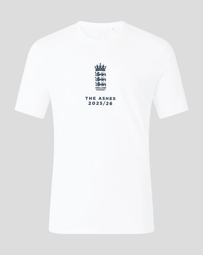 England Cricket Unisex 25/26 Essentials Ashes T-Shirt - White
