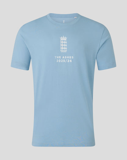 England Cricket Unisex 25/26 Essentials Ashes T-Shirt - Light Blue