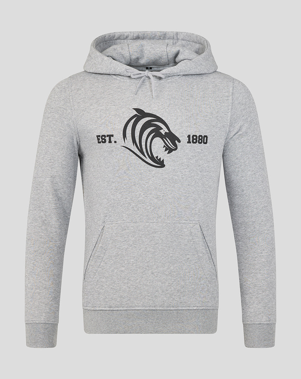Leicester Tigers Unisex 25/26 Varsity 1880 Hoodie - Grey - Charcoal