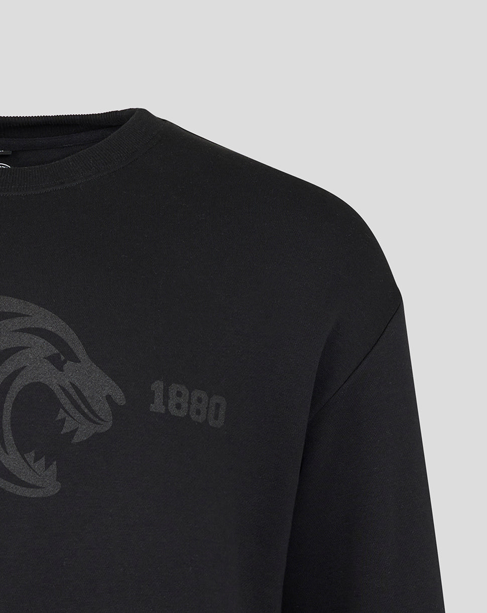 Leicester Tigers Unisex 25/26 Varsity 1880 Crew Sweatshirt - Black