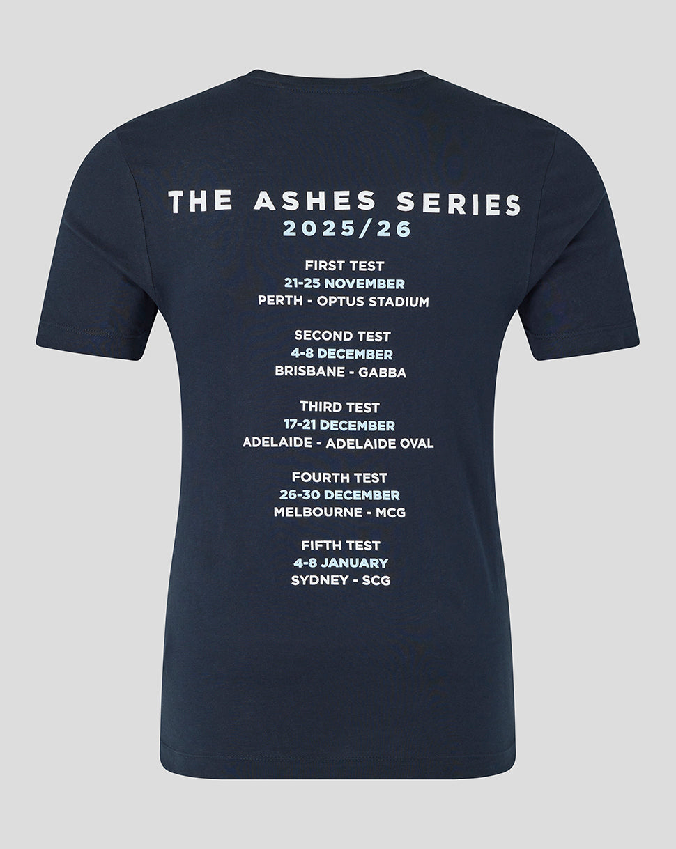 England Cricket Unisex 25/26 Ashes Tour T-Shirt - Navy - Navy