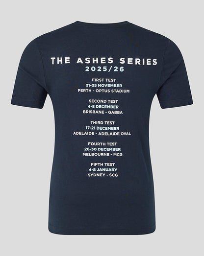 England Cricket Unisex 25/26 Ashes Tour T-Shirt - Navy