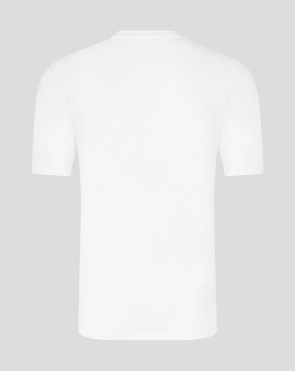 Plain white t-shirt on a light gray background