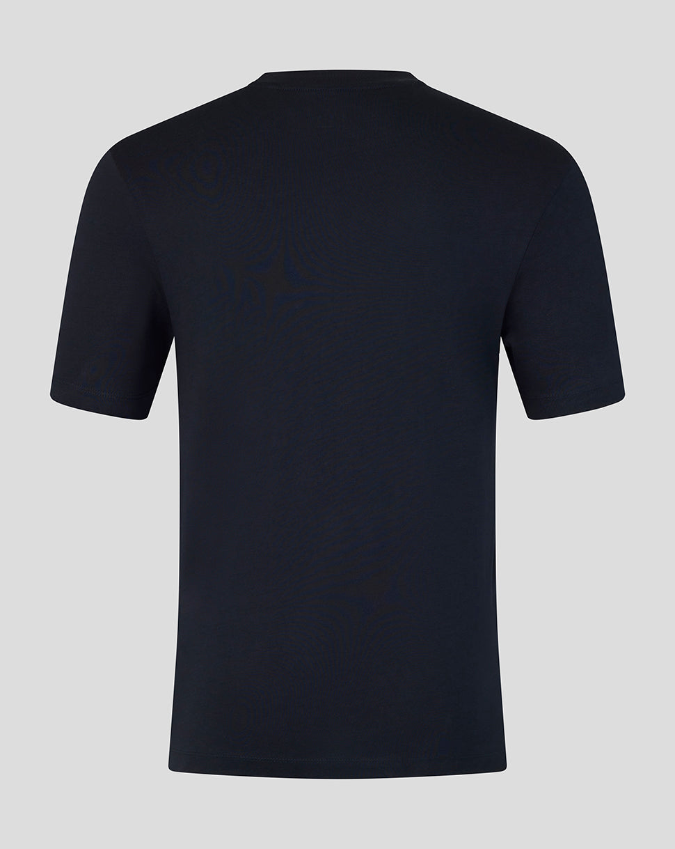 Black t-shirt on a light gray background
