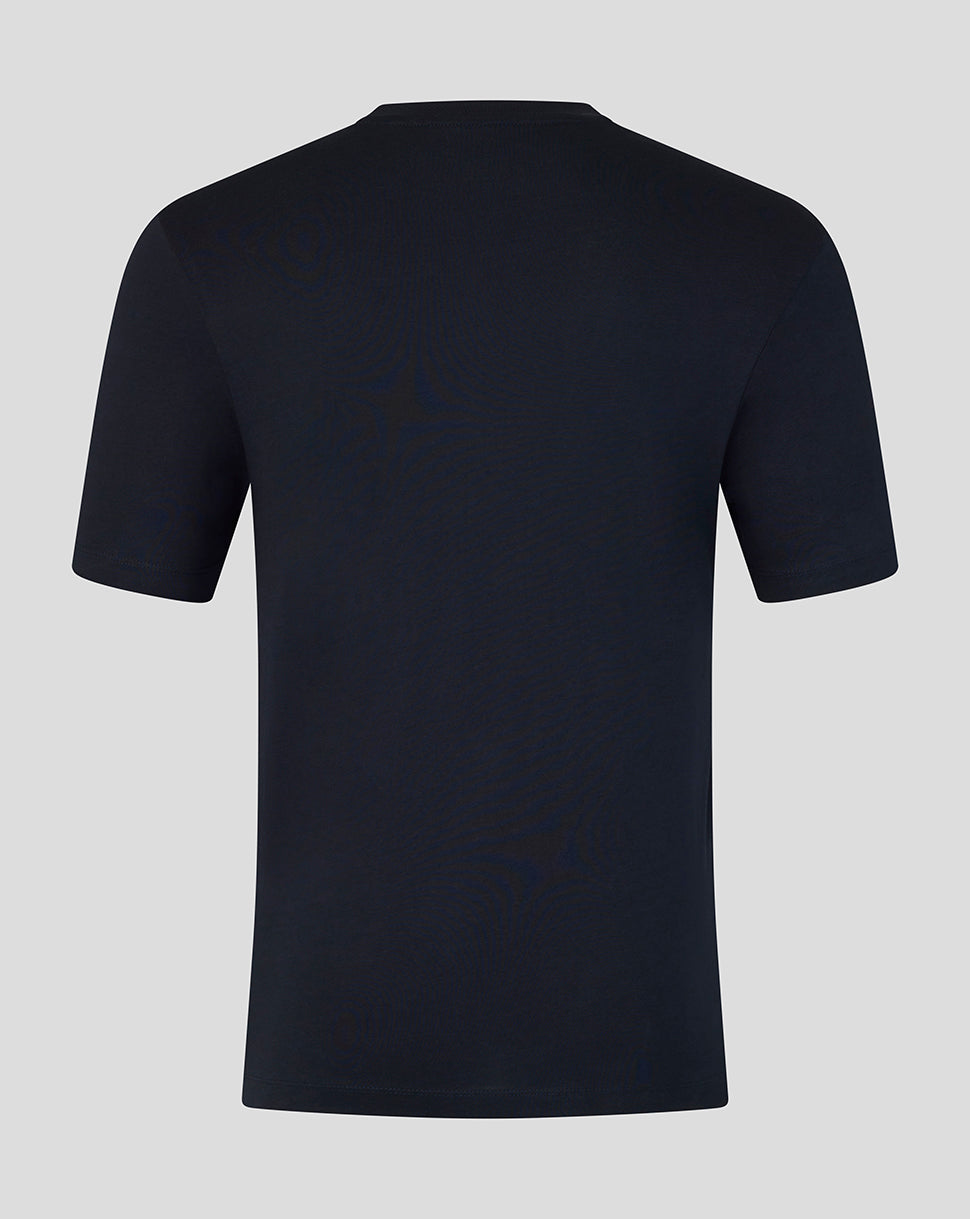 Black t-shirt on a light gray background