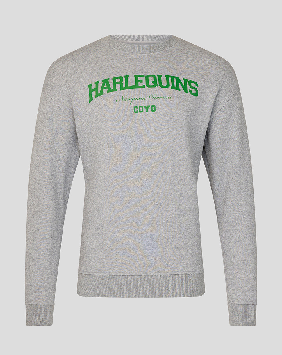 Harlequins Unisex 25/26 Varsity Sweatshirt - Grey/Green