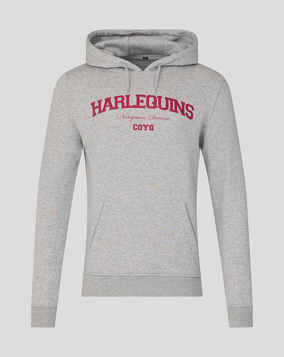 Harlequins Unisex 25/26 Varsity Hoodie - Grey/Pink