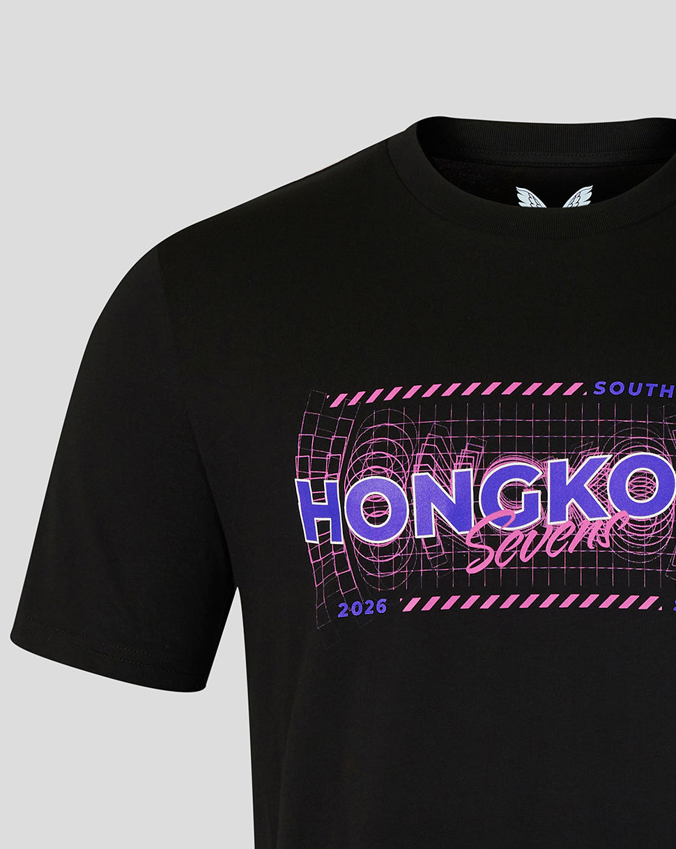Hong Kong China Rugby Unisex 2026 HK7s Sound Wave T-Shirt - Black