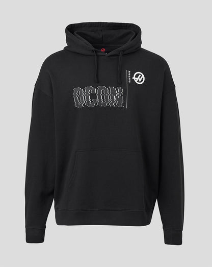 Black hoodie with 'OCON' branding on the back against a white background