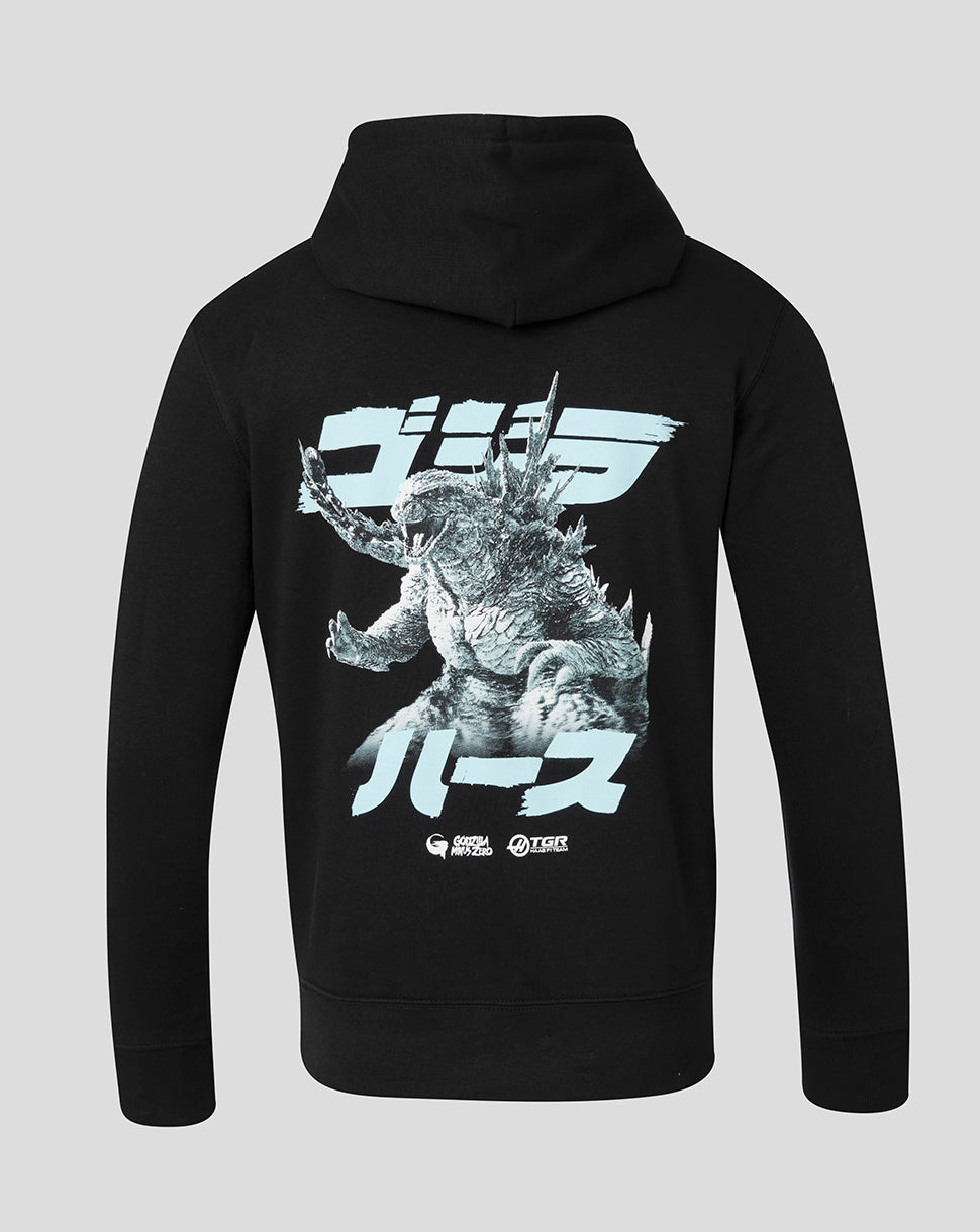 Haas X Godzilla Unisex Minus Zero Large Print Hoodie - Black