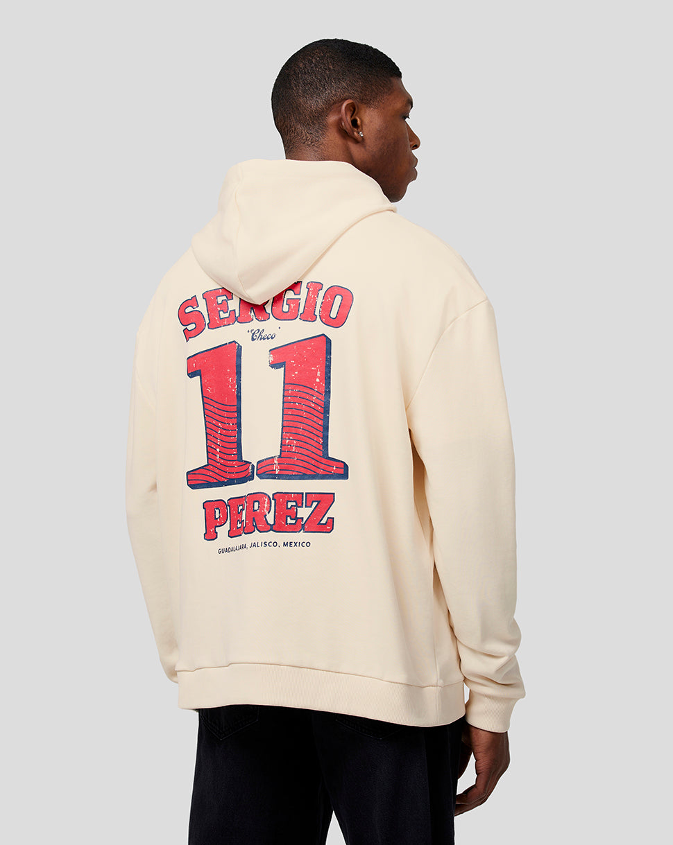 Oracle Red Bull Racing Unisex Checo Vintage Oversized Hoodie - Ecru