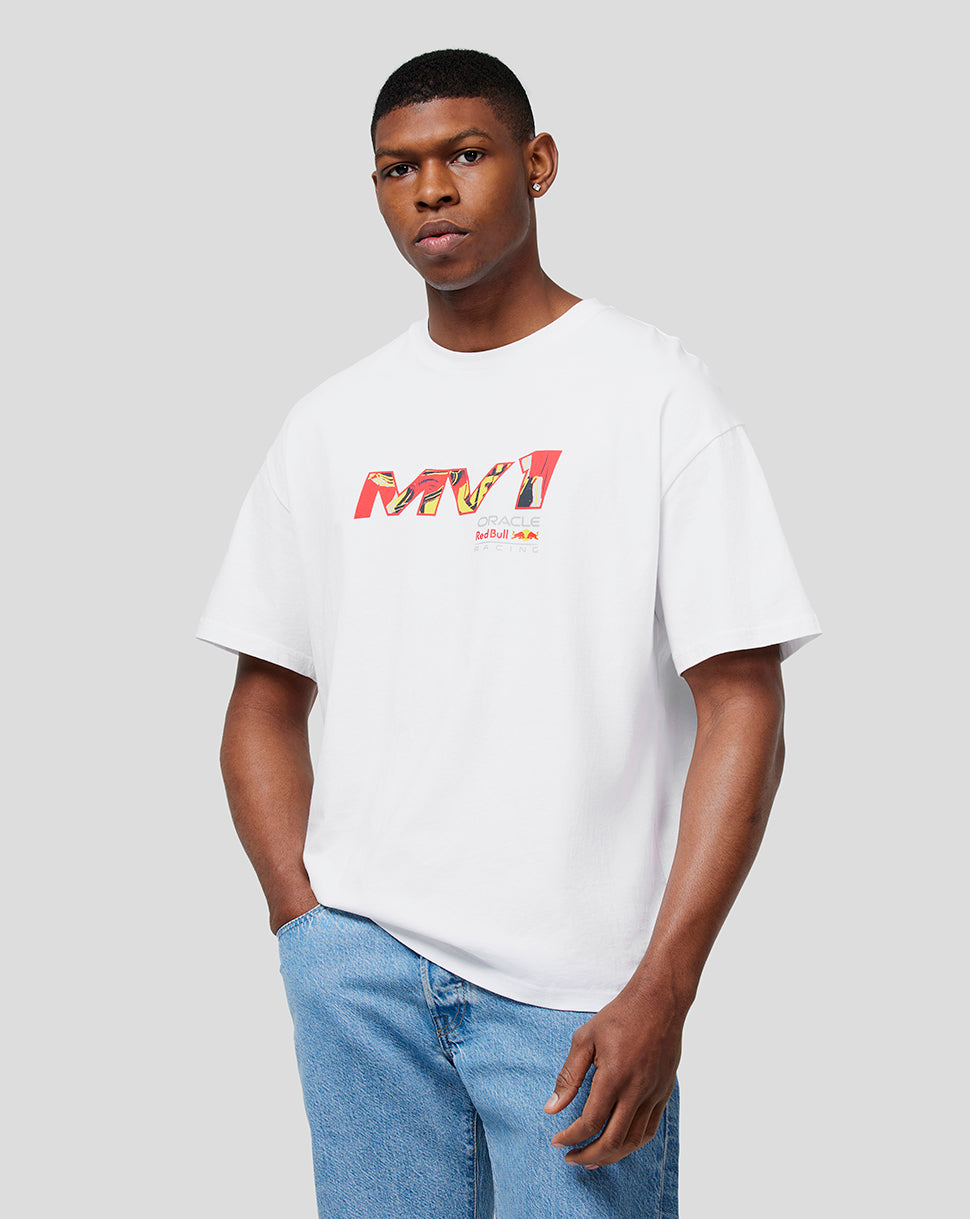 Oracle Red Bull Racing Unisex Max Pop Art Oversized Tee - Bright White - Bright White