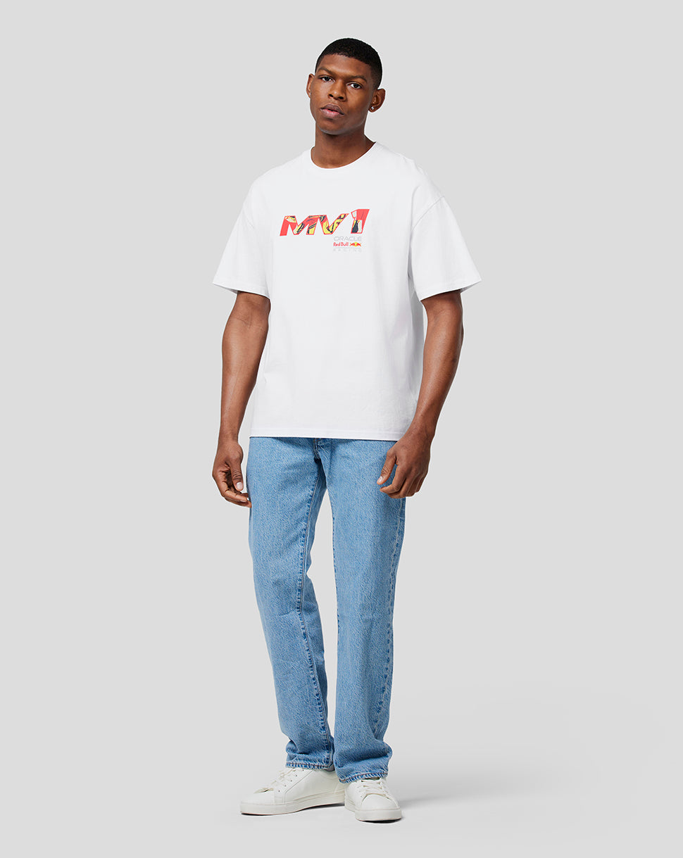 Oracle Red Bull Racing Unisex Max Pop Art Oversized Tee - Bright White - Bright White