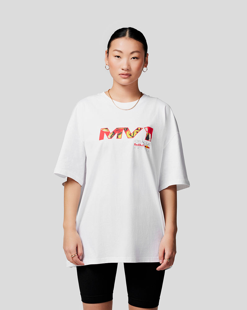 Oracle Red Bull Racing Unisex Max Pop Art Oversized Tee - Bright White