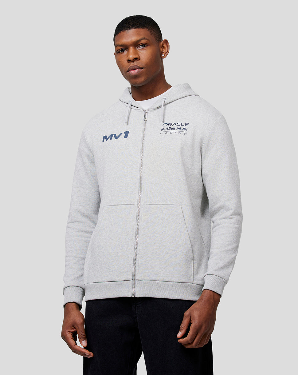 Oracle Red Bull Racing Unisex Max Helmet Zip Hoodie - Grey Marl - Grey Marl