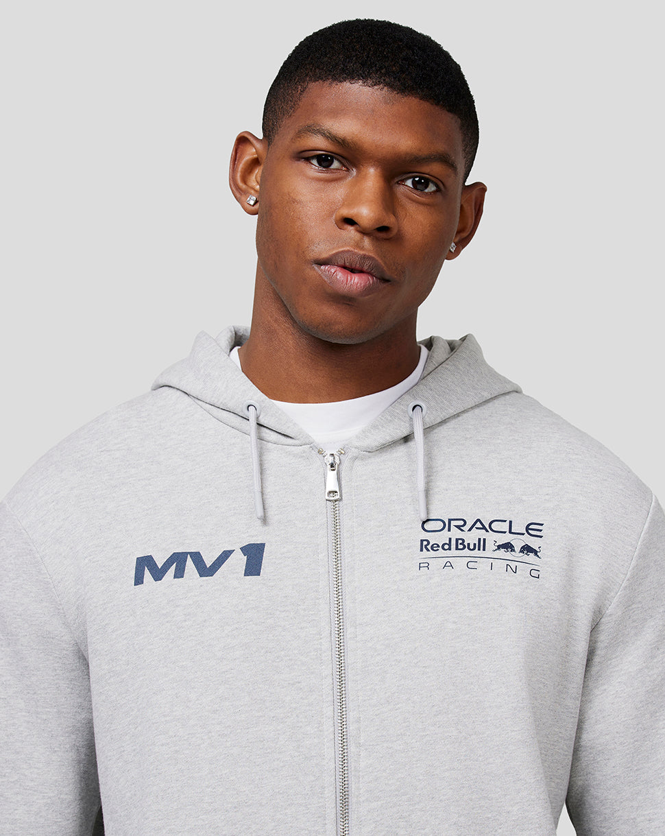 Oracle Red Bull Racing Unisex Max Helmet Zip Hoodie - Grey Marl - Grey Marl