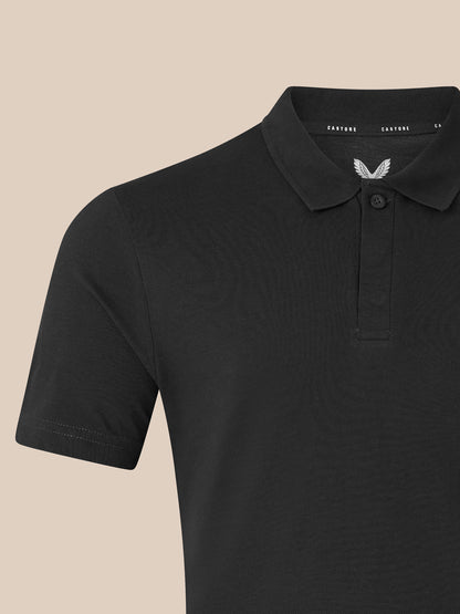 Unisex Short Sleeve Cotton Polo - Black