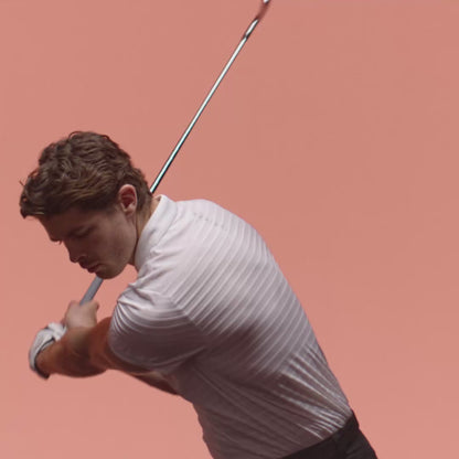 Men’s Golf Pique Stripe Short Sleeve Polo Top - White