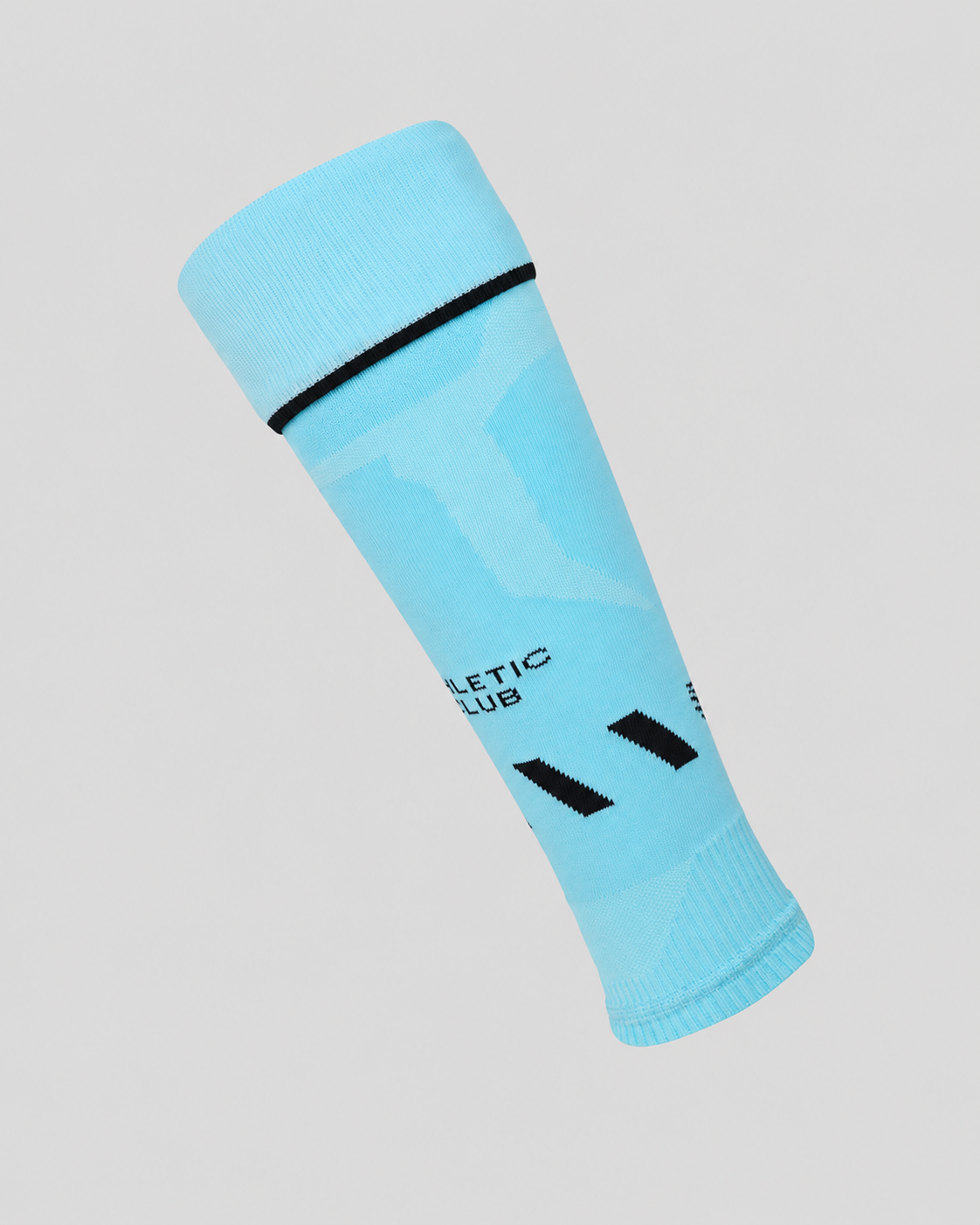 Sky blue Athletic Club third kit footless socks with black cuff and club branding