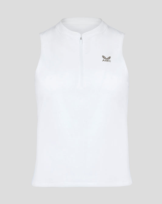 Womens white AMC tennis zipped tank top