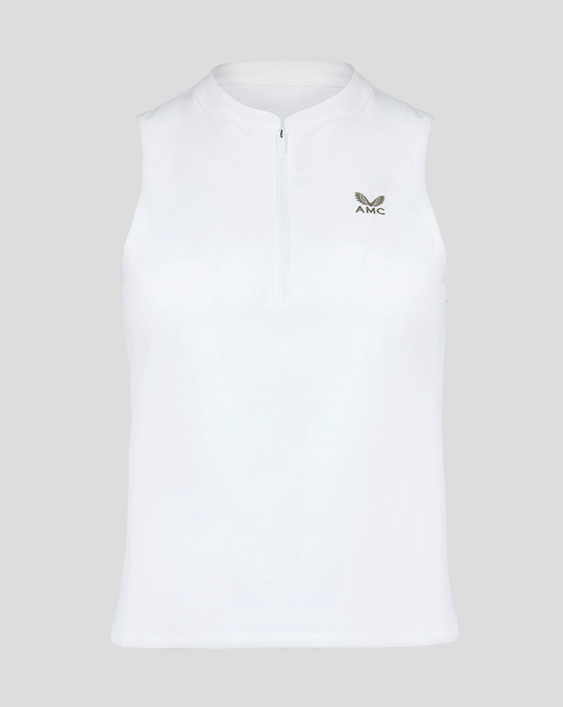 Womens white AMC tennis zipped tank top