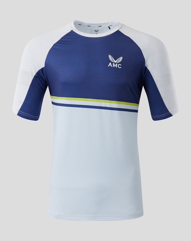 White AMC Performance Tennis T-shirt with navy chest