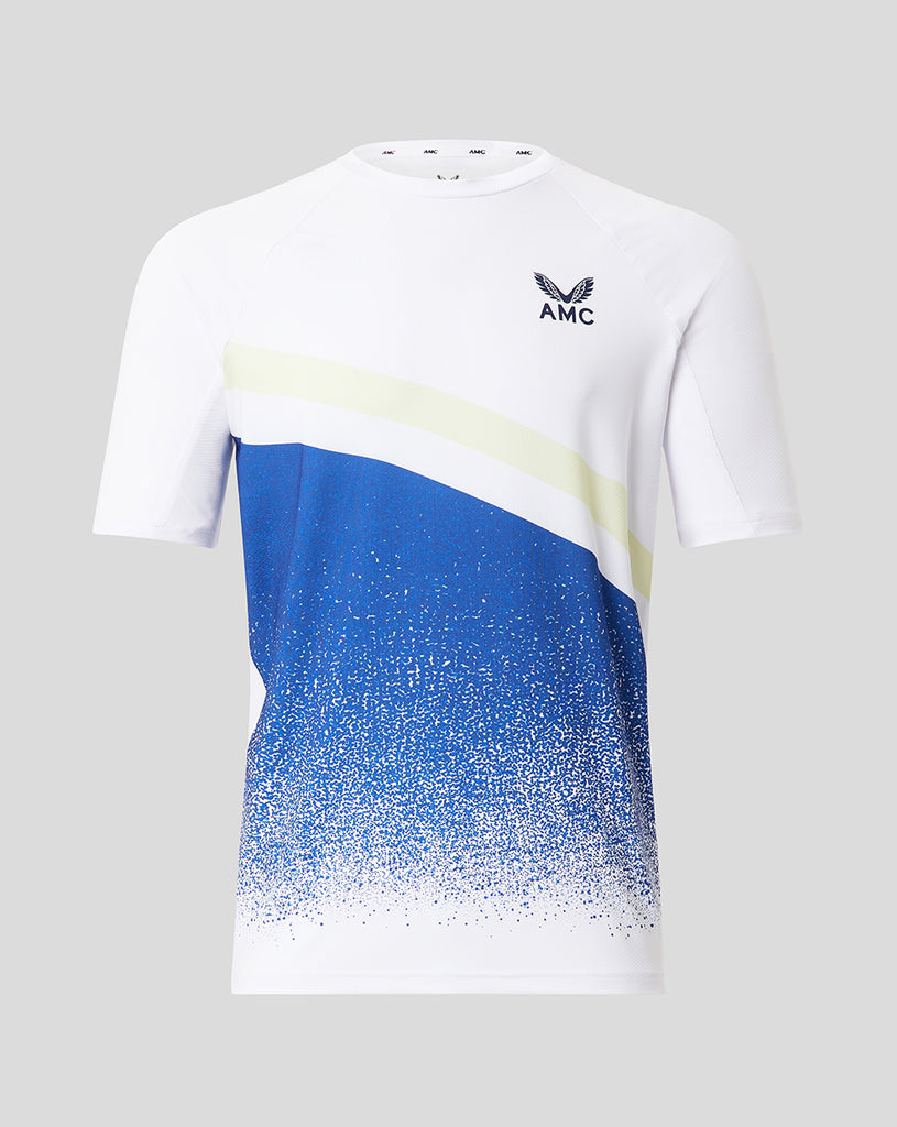 White and blue tennis t shirt