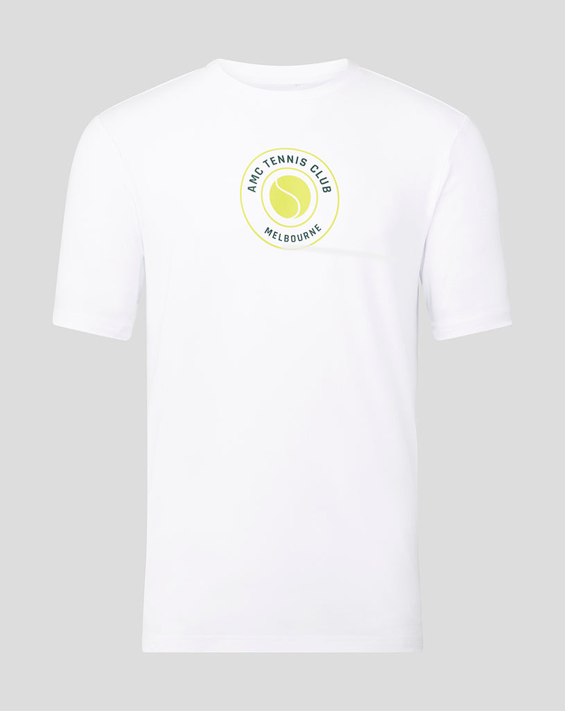 White AMC tennis ball graphic t shirt