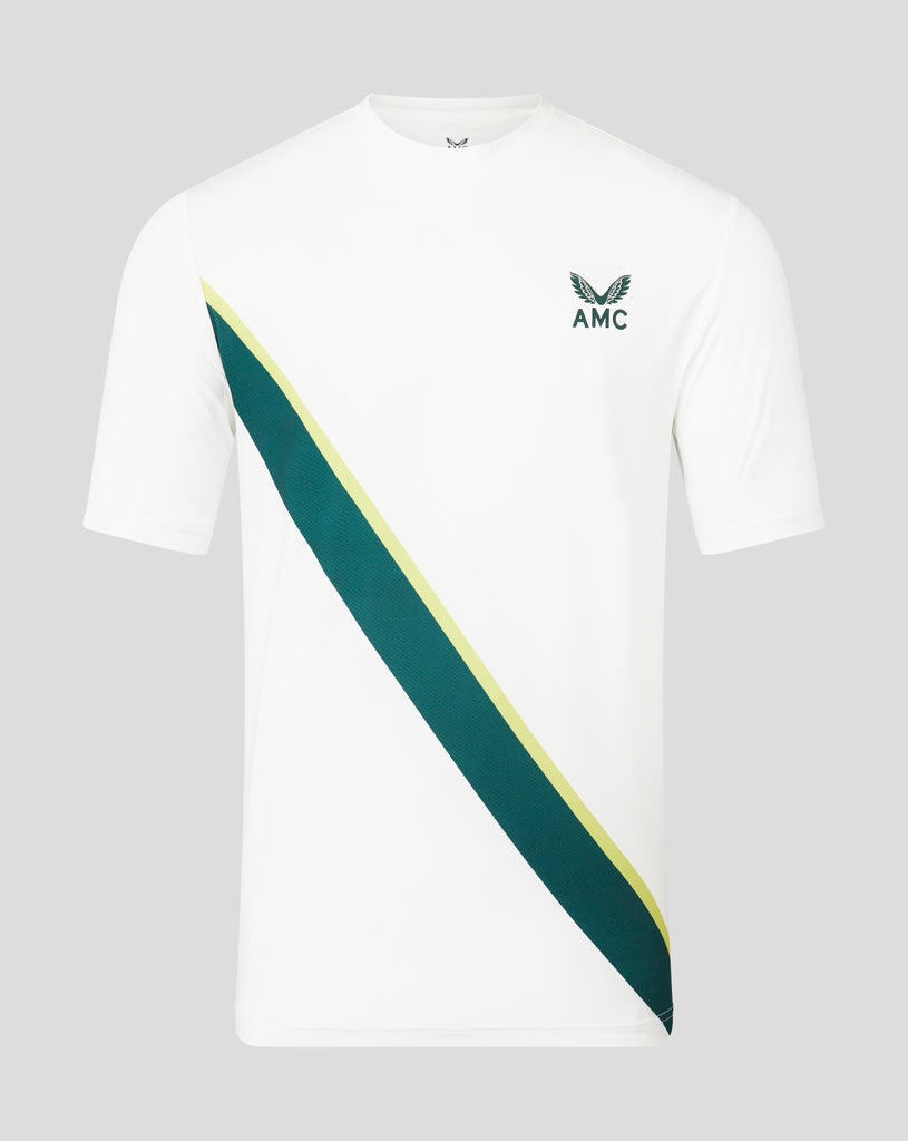 White AMC tennis t shirt for training