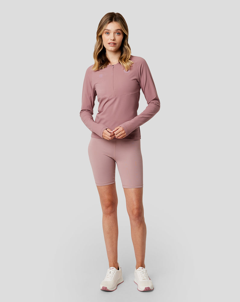 Women's Mauve Castore x Reiss Ava Zipped Ribbed T-Shirt