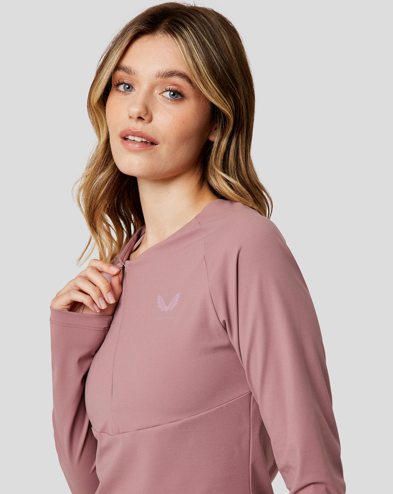 Women's Mauve Castore x Reiss Ava Zipped Ribbed T-Shirt